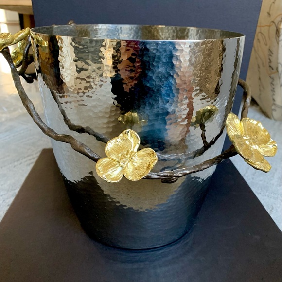 New in box Michael Aram gold orchid champagne bucket / ice bucket - Picture 6 of 11